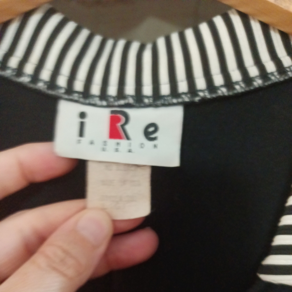 Vintage Y2K IRE Fashion Striped Black & White Blouse Large - Picture 5 of 6